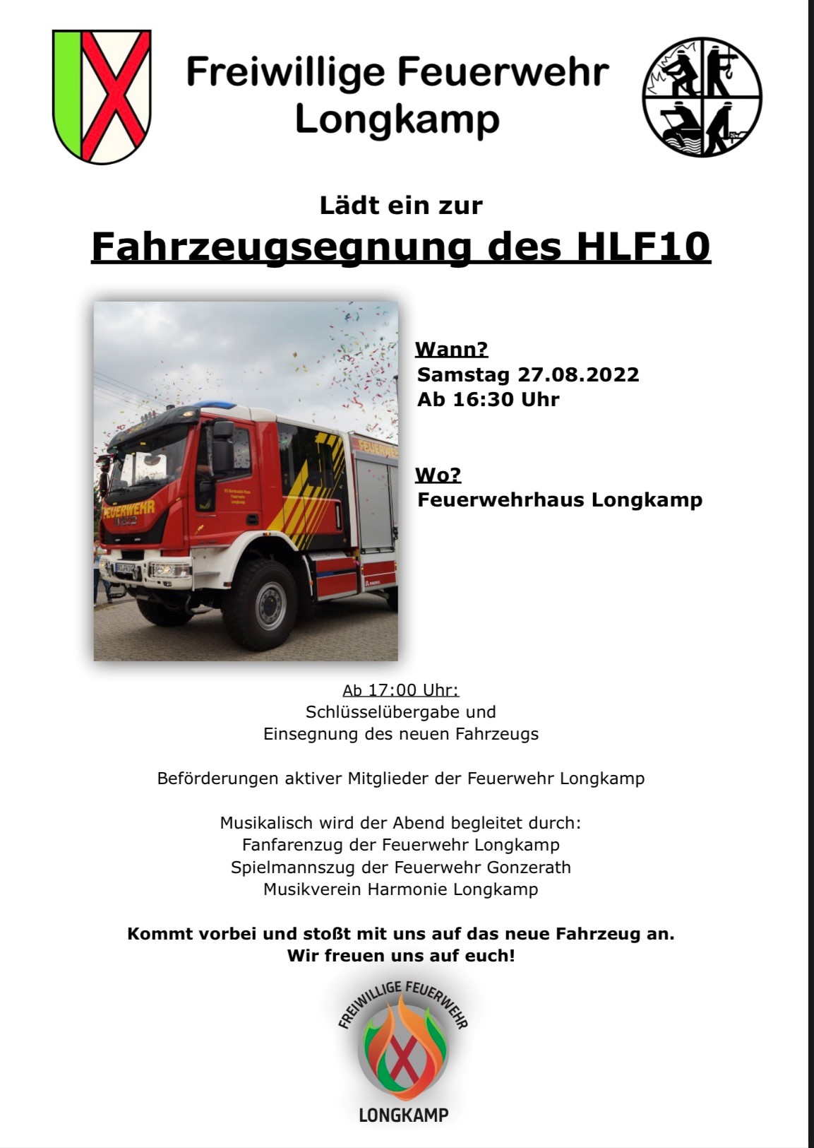 Offizielle Einweihung HLF-10 der Feuerwehr Longkamp